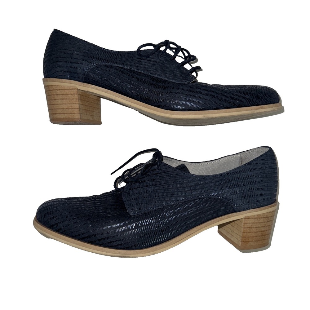 Handmade blue shiny oxford woman's lace size 10 Arnold Chugrin BOHO Y2K - Picture 4 of 9